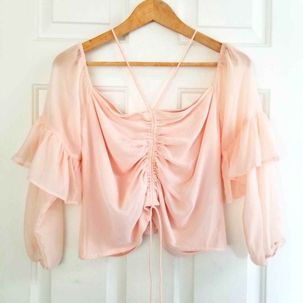 Elegant Peach Ruffle Blouse